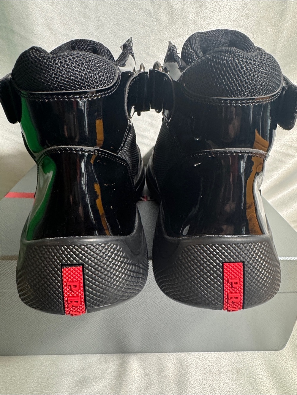 PRADA America's Cup high-top sneakers in black patent leather🔥New! - Picture 10 of 13